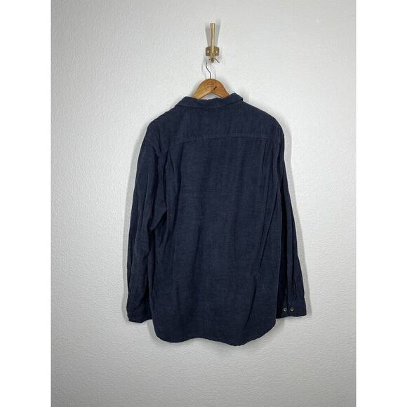 Coastaoro Mens Navy Corduroy Button Front Shirt XL Long Sleeves Retro - Picture 4 of 4